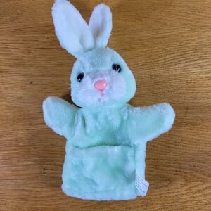 Vintage 1985 LTD Commodities Bunny Rabbit Hand Puppet Toy Pastel Mint Green